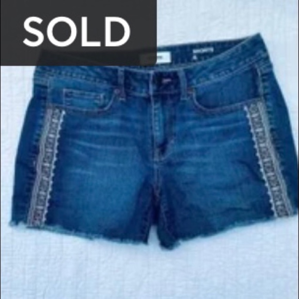 Boho Embroidered High-Rise Jean Shorts